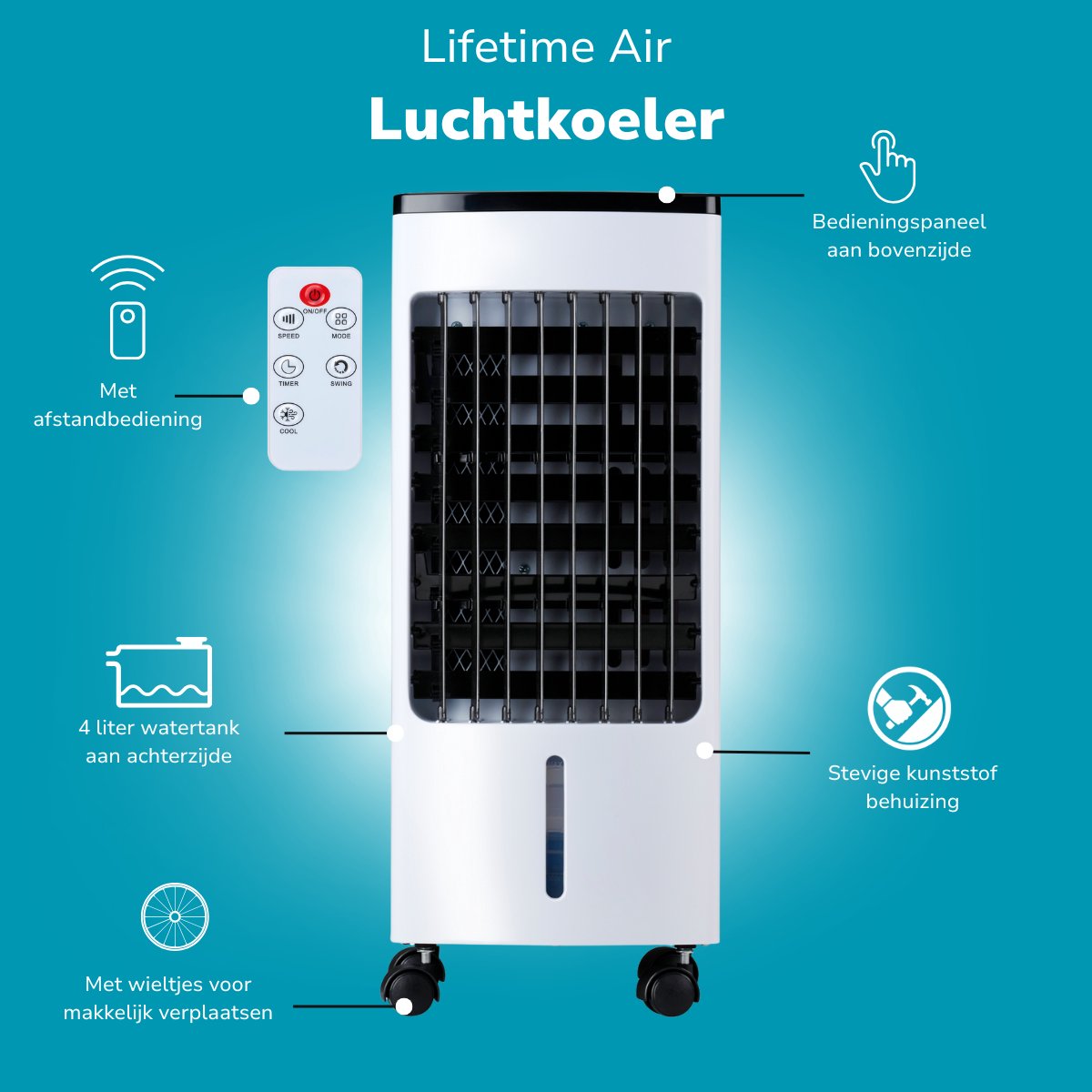 Lifetime Air Aircooler met Koelelementen - Ventilator