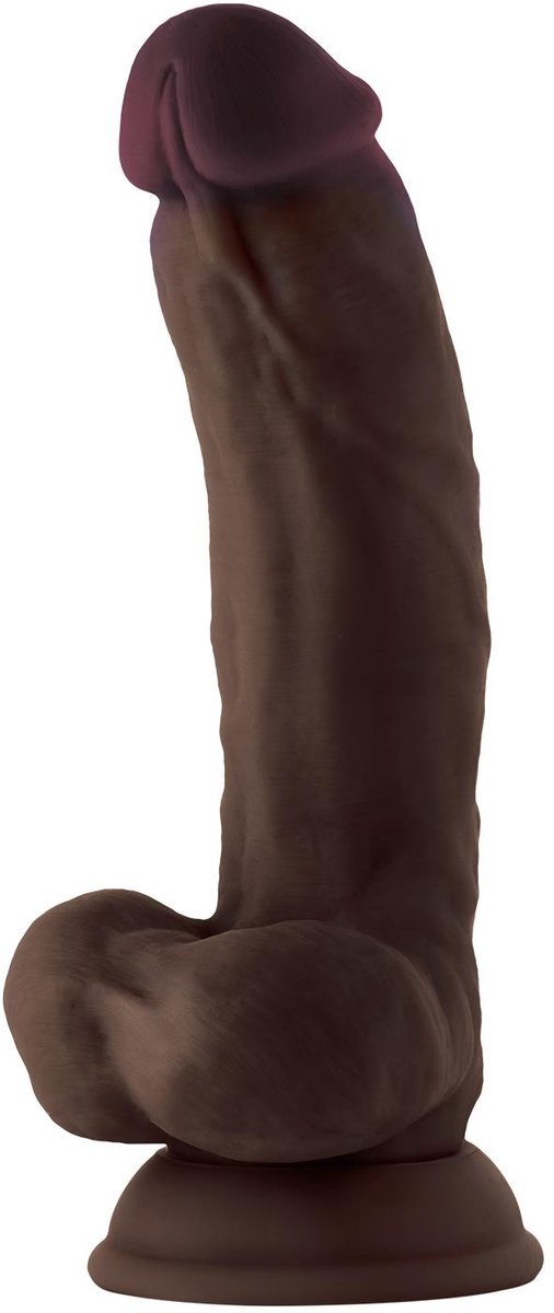 Shaft Model C 7.5 inch Liquid siliconen dildo met Balls Mahogany - Zwart - 2 cm