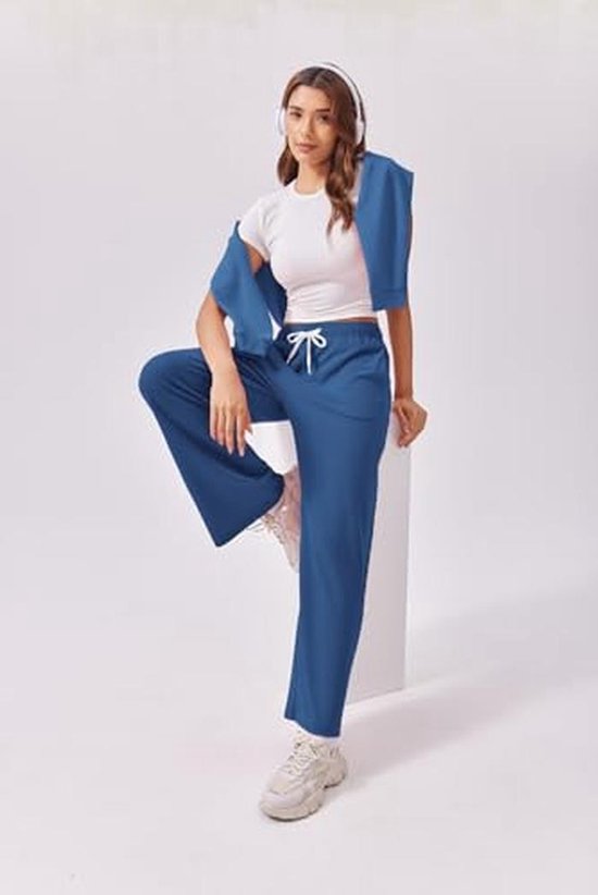 Dames Hoge Taille Joggingbroek met Wijde Pijpen — afbeelding 3