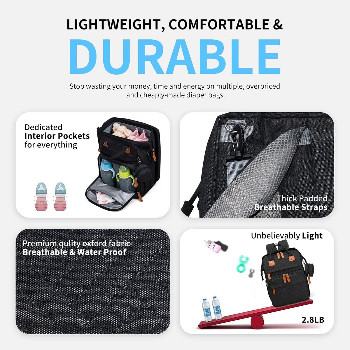 Luxe Luiertas Rugzak met Uitneembaar Verschoonstation – Waterdicht en Groot – foto 3