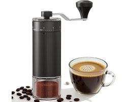 Maalmolen - Koffiemolen - Koffiemolen Handmatig - Met 40 Instelbare Standen - Draagbare Handkoffiemolen Met Een Capaciteit Van 30 Gram - Met Slinger Voor Op Reis, Kamperen, Kantoor, Espresso, Filterkoffie, Enz - Zwart