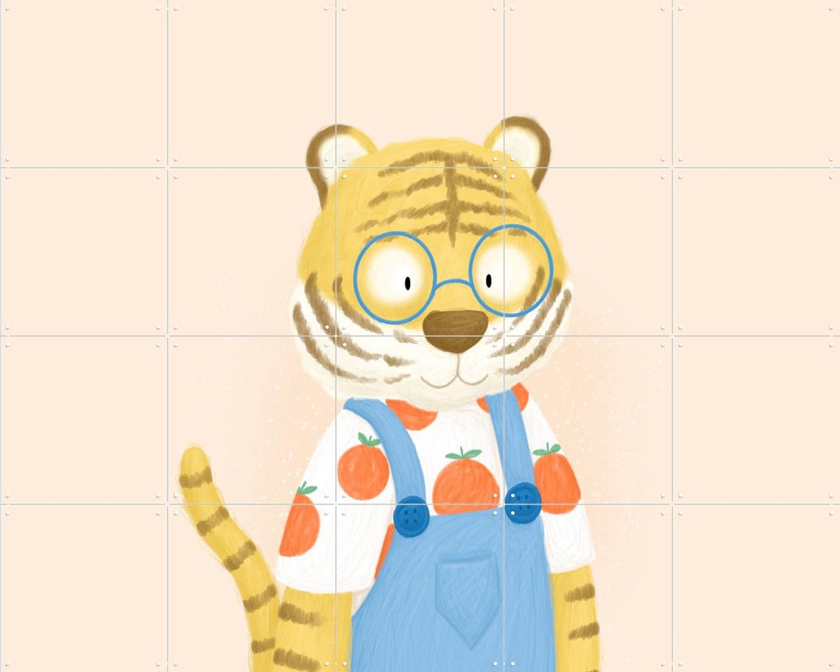 IXXI Fruit Tiger, Studio Phie - 100 x 80 cm - Gratis ophangtool - Grote wanddecoratie en posters - Cartoonesk, Fantasierijk, Kleurrijk, Illustraties