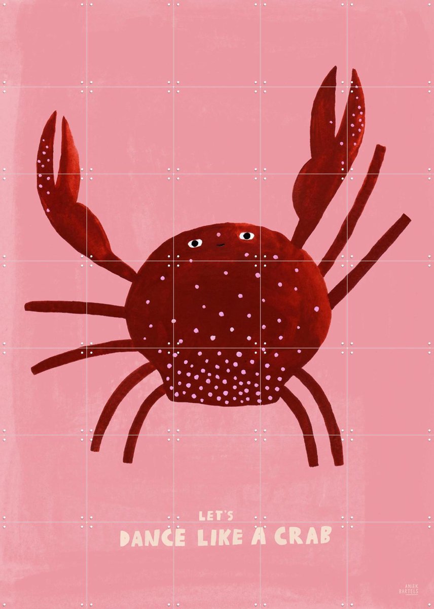 IXXI Dancing Crab, Aniek Bartels - 100 x 140 cm - Gratis ophangtool - Grote wanddecoratie en posters - Fantasierijk, Illustraties, Cartoonesk, Speels