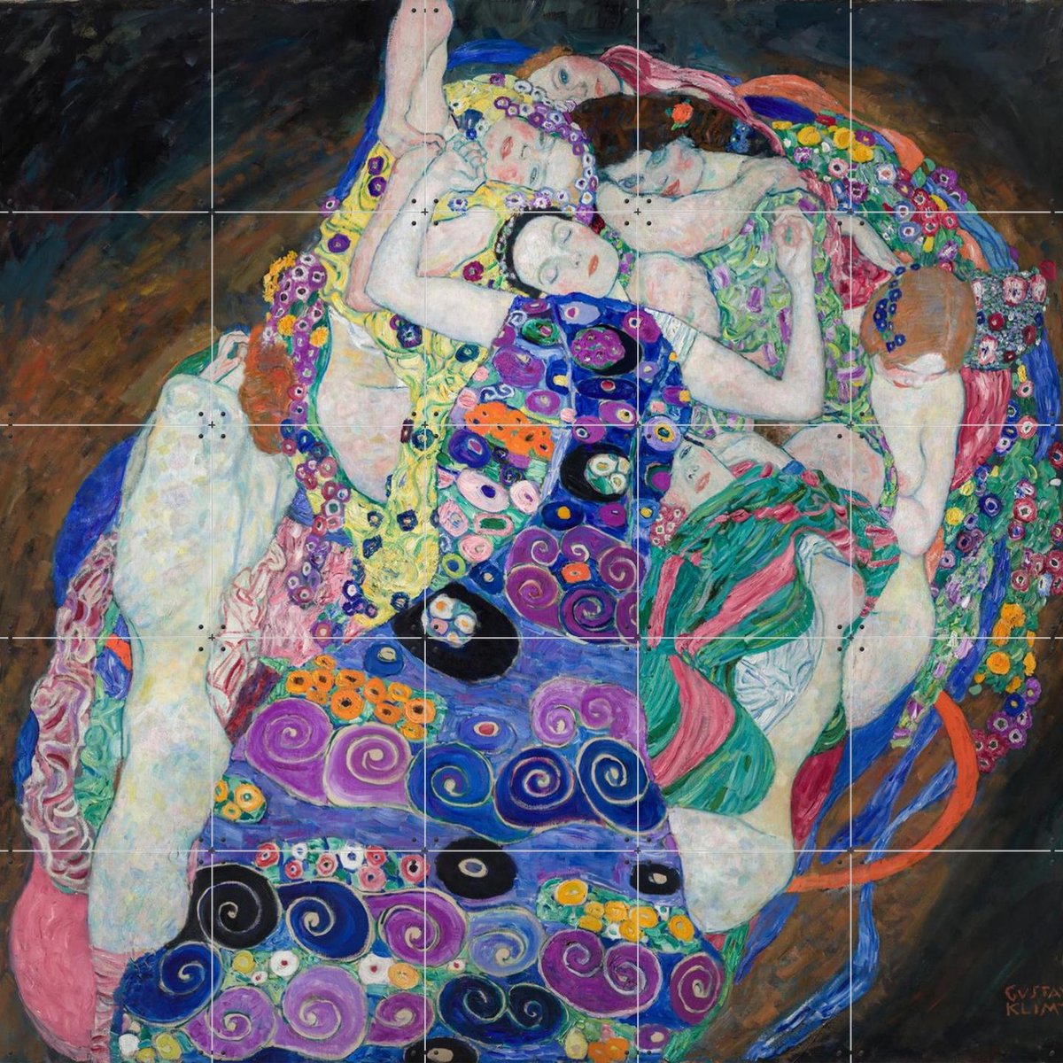 IXXI Virgin, Gustav Klimt & Bridgeman Images - 100 x 100 cm - Gratis ophangtool - Grote wanddecoratie en posters - Olieverf, Klassiek, Kleurrijk, Art