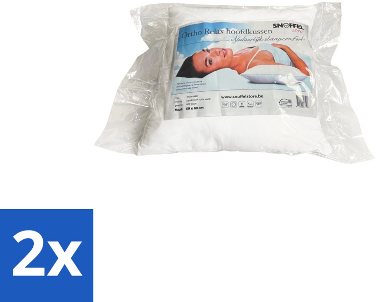 2 x Ortho Relax – Hoofdkussen – Luxe Hotelkwaliteit – Anti-Allergie 60 × 70 cm - Anti-snurken Kussen - Slaapcomfort - Nekondersteuning - Slaapomgeving - Hygiëne