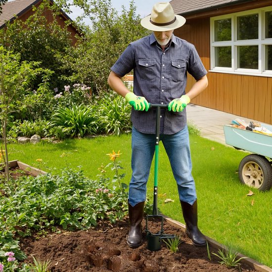 Multifunctionele 5-in-1 Tuinplanter met Lange Steel: Bollen, Verplanten, Wieden & Grondboor — afbeelding 4