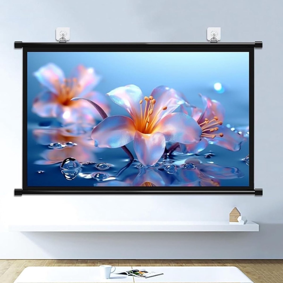 Oprolbaar Projectiescherm - Handmatig Scherm - Thuisbioscoop Presentaties - 178 Graden Kijkhoek - 72 Inch - Mat Wit