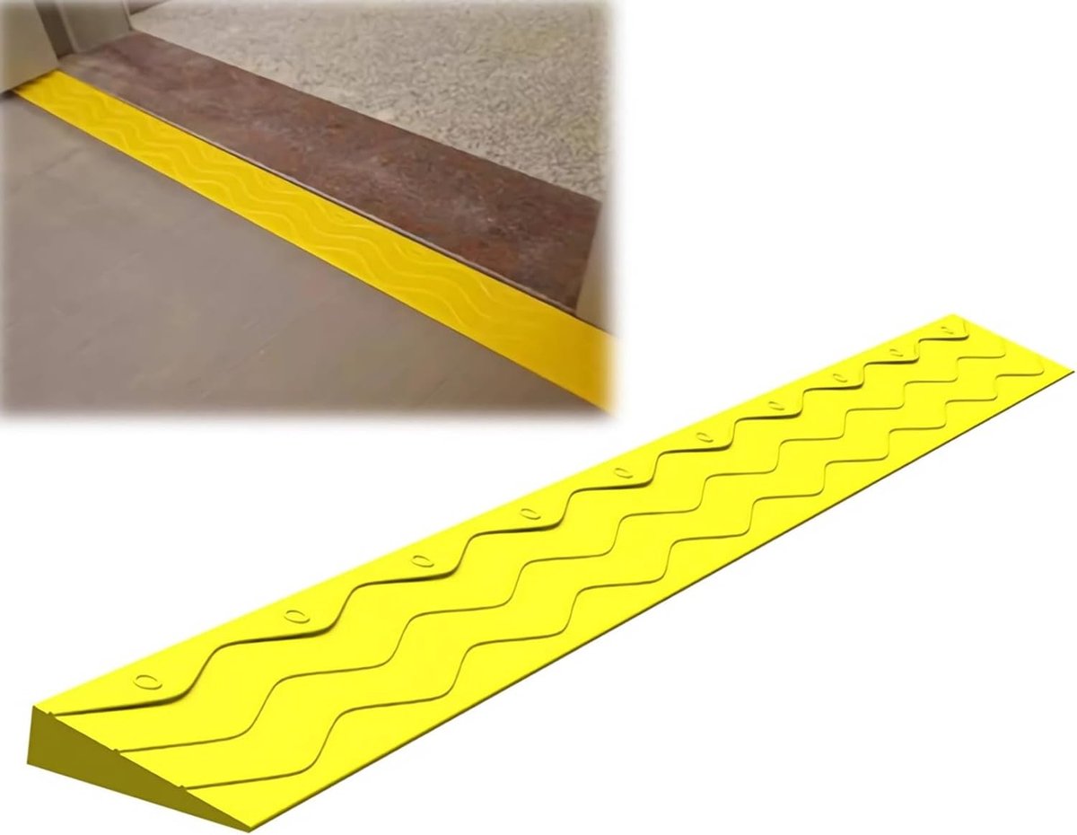 Drempelhulp - Oprijplaat - Veilige Doorgang - Antislip Oppervlak - 100x22x10 cm - Geel