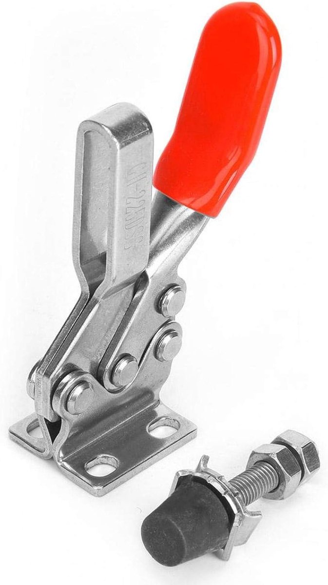 Horizontale Snelspanklem - Werkplaatspanner Klem - Lassen en Montage - RVS 304 Constructie - 280 kg Houdkracht - Zilverkleurig