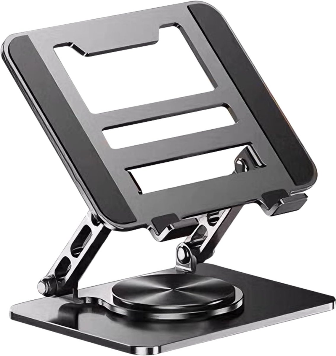 Laptop Verhoger - Notebook Stand - Ergonomisch Werken - 360° Draaibare Basis - 24x22cm - Zwart