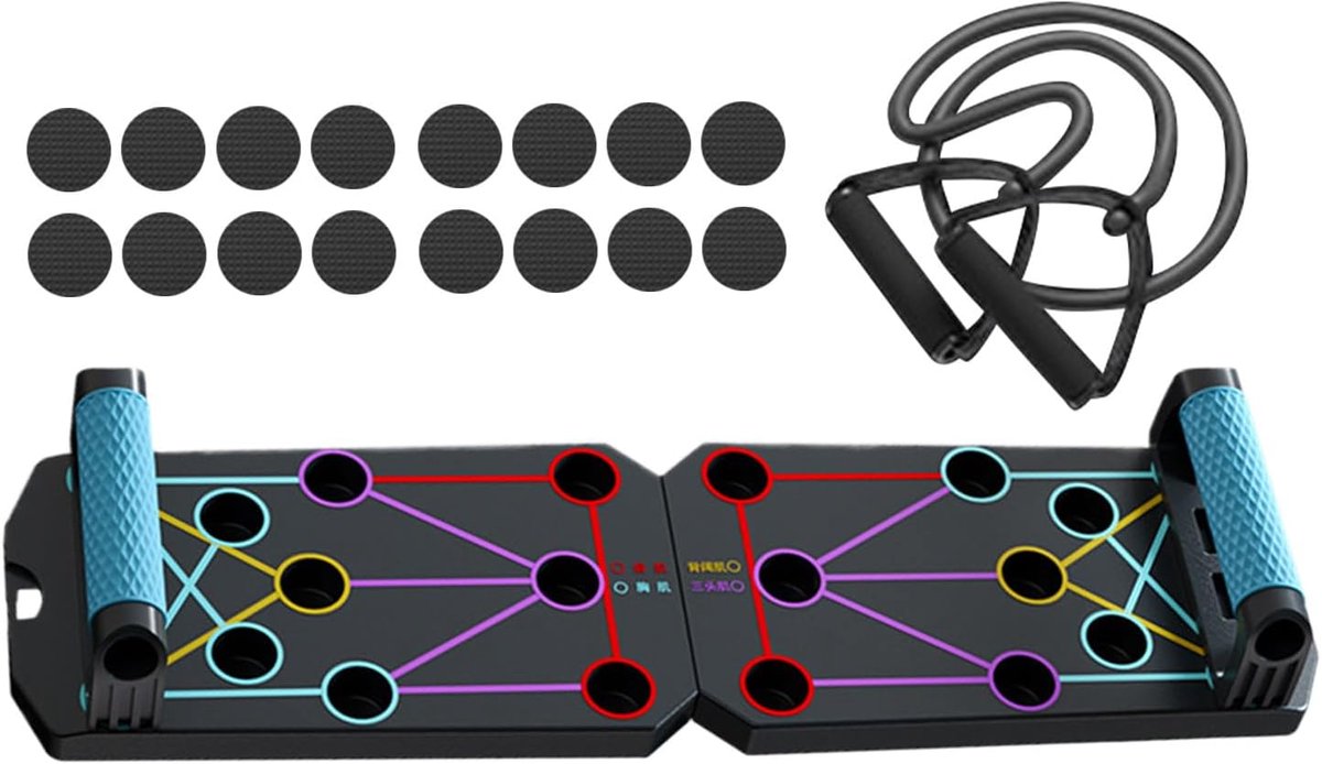 Opvouwbaar Push-up Bord - Fitness Trainingsapparaat - Spierkracht Opbouwen - Multifunctioneel Ontwerp - Compact Opvouwbaar - Zwart