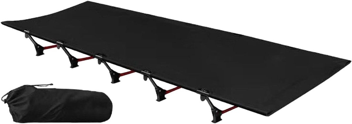 Camping Bed - Reisbed Opvouwbaar - Kamperen en Reizen - Lichtgewicht en Compact - 192x65x16cm - Zwart
