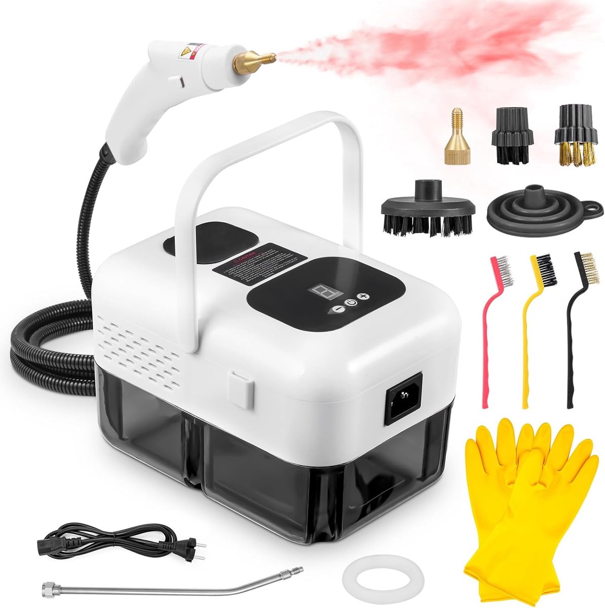 Handstoomreiniger - Stoomapparaat - Grondige Reiniging - Snelle Opwarming - 12L Reservoir - Wit