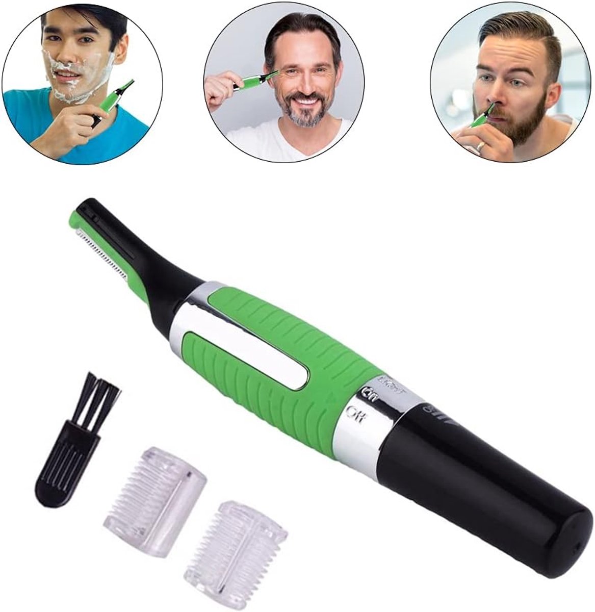 Elektrische Baardtrimmer - Gezichtsverzorging Apparaat - Precisie Styling - Allergiebestendig Ontwerp - 15x2.5x2.5 cm - Groen