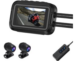 Motorfiets Dashcam - Motor Camera - Veilig Rijden - Dubbele Lens Waterdicht - 1080P HD Resolutie - Zwart