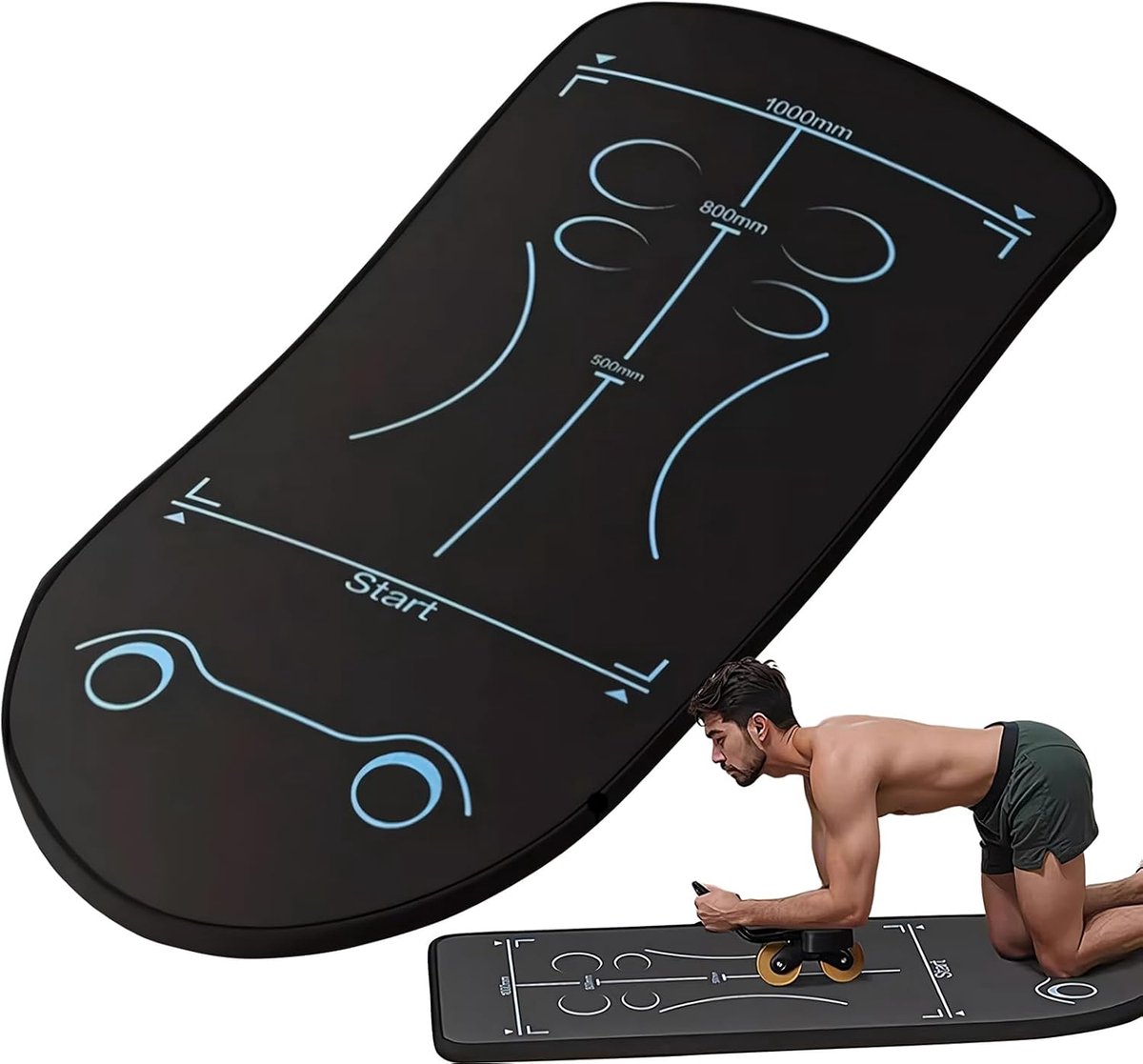 Buikspiermat - Core trainer mat - Stabiliteit en comfort - Antislip technisch weefsel - 150 x 61 cm - Meerkleurig