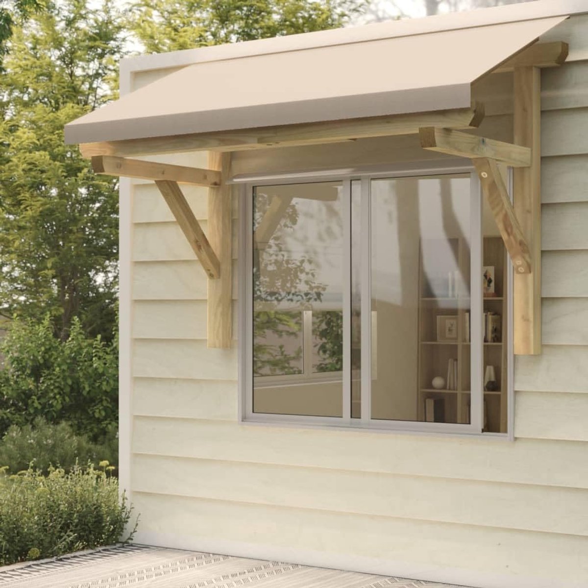 Houten Deurluifel - Terras Overkapping - Entree Beschermen - Groen Geïmpregneerd Hout - 200x100x100 cm - Groen