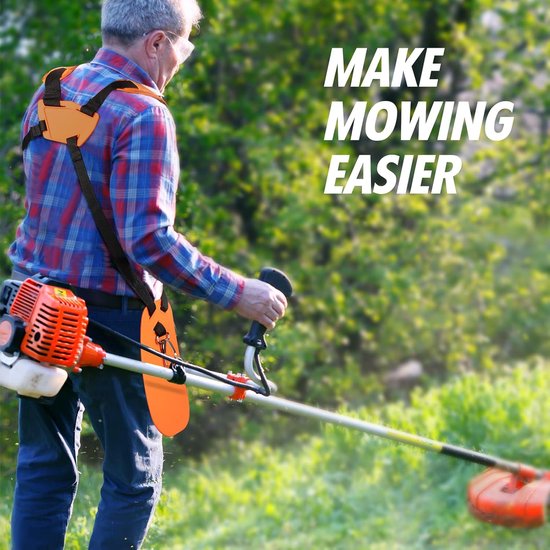 Schouder trimmer - Draagband bosmaaier - Tuinonderhoud - Dubbele schouderriem - 120 cm lengte - Oranje — afbeelding 3
