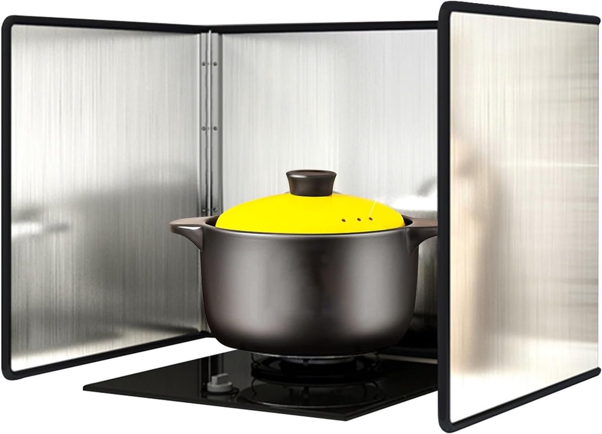 Vetwerende Spatscherm Kookplaat Beschermer Schoon Koken Opvouwbaar RVS Meerdere Maten Zilver