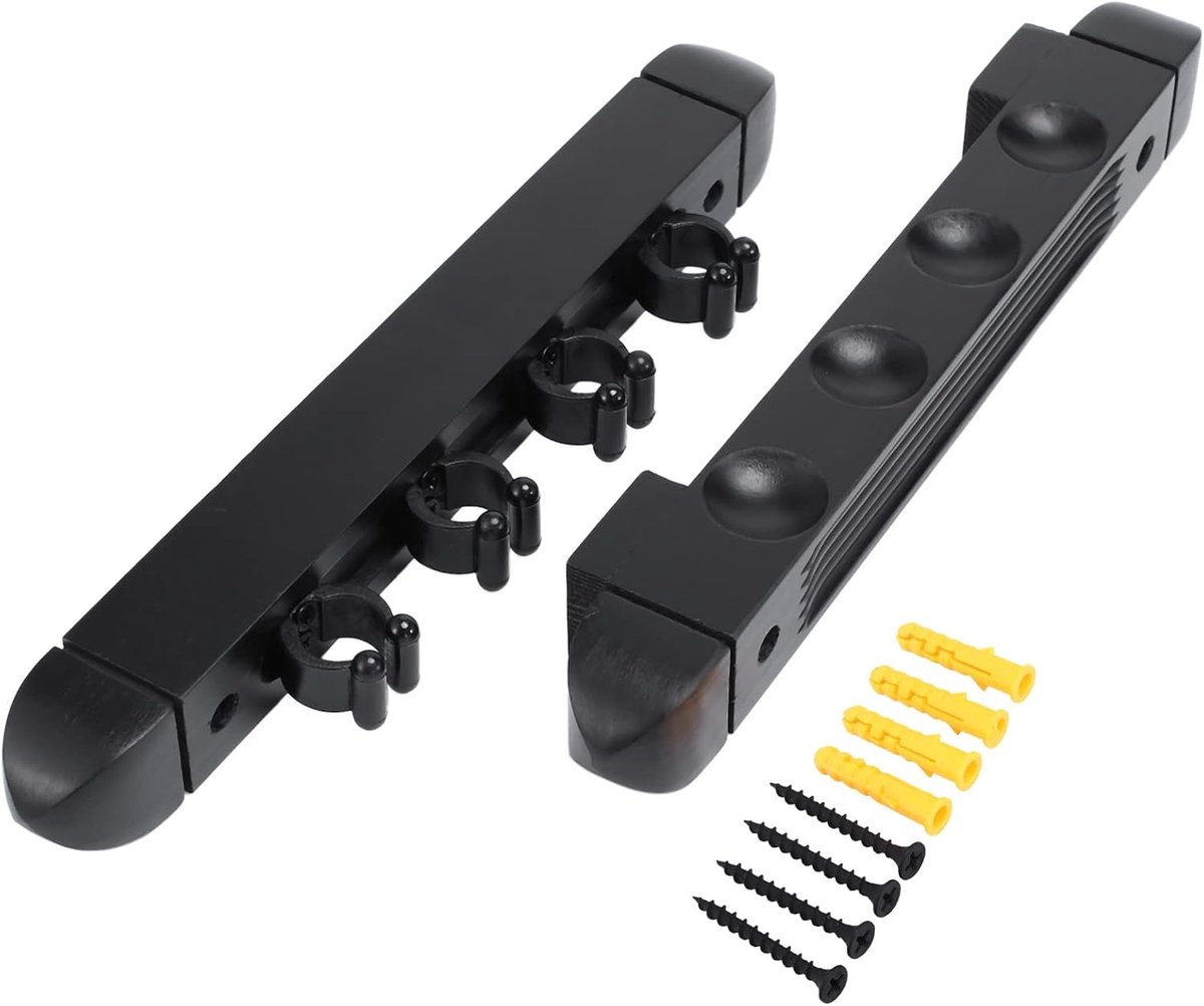 Biljartkeu Houder - Wandmontage Keurek - Biljart Accessoires Opbergen - Ruimte voor 4 Keuen - 30 x 10 cm - Zwart