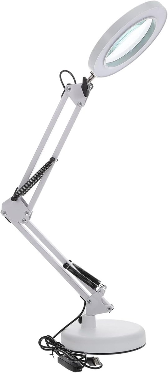 Vergrootglas Lamp - Leeslamp Werklicht - Schoonheid Hobby - Verstelbare Arm - 16x16x15 cm - Wit