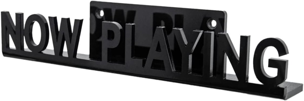Platen Display - Muurhouder - Muziek Collectie - Nu Afgespeeld Tekst - 18cm Lengte - Zwart