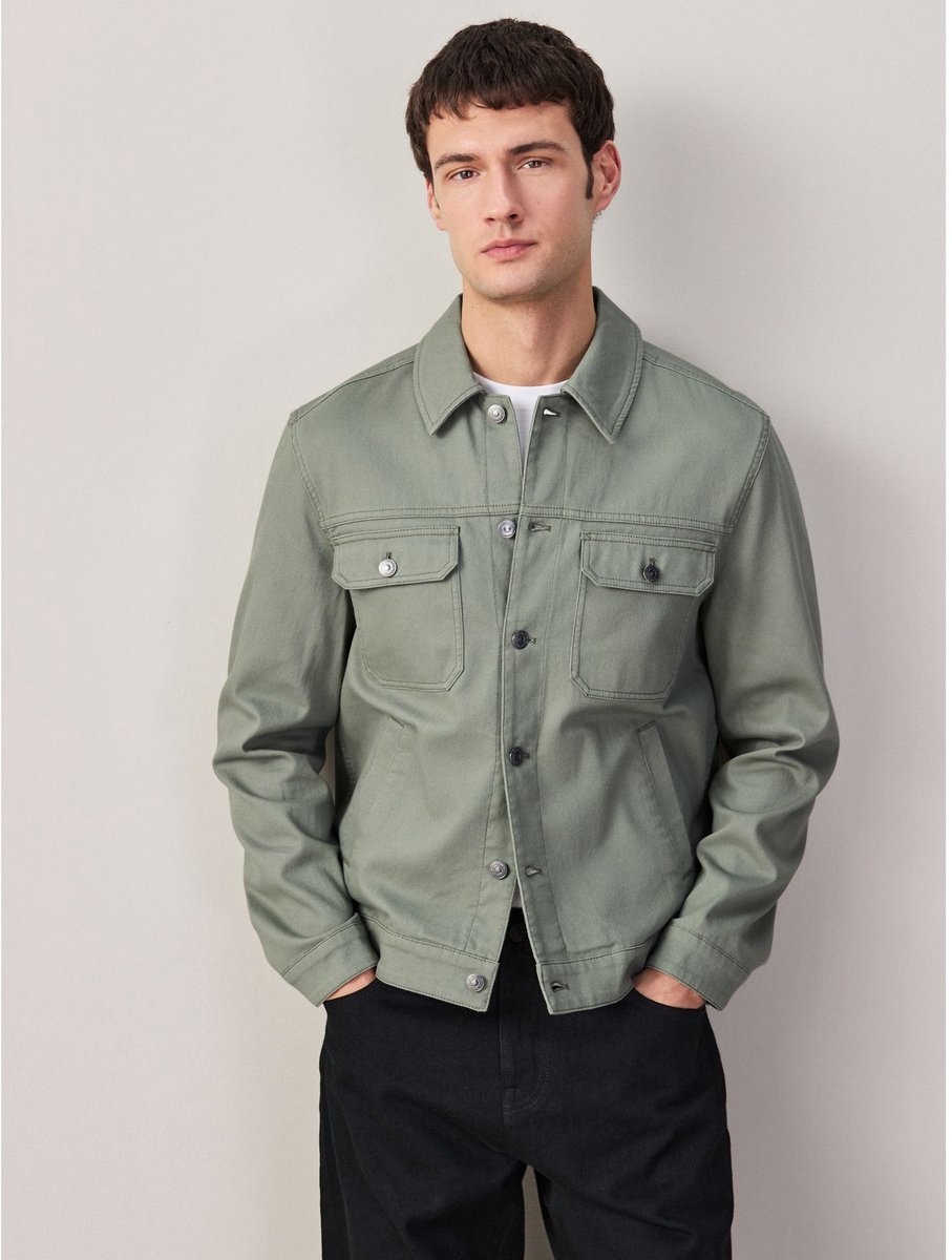 Next - Heren - Corduroy truckerjack - Groen
