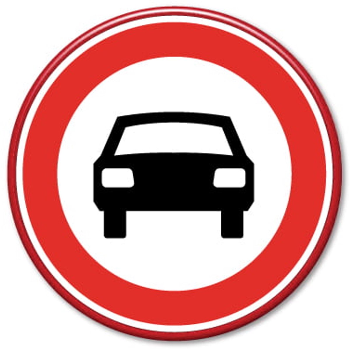 Verkeersbord verboden voor auto's - Weerbestendig Aluminium - Ø60 cm - Bevestiging: Met hekbeugels (voor spijlen- of gaashek)