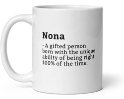 Grappige mok - Cadeau voor Nona - Ochtendkoffie drinken - Dubbelzijdig bedrukt - 11oz keramiek - Wit