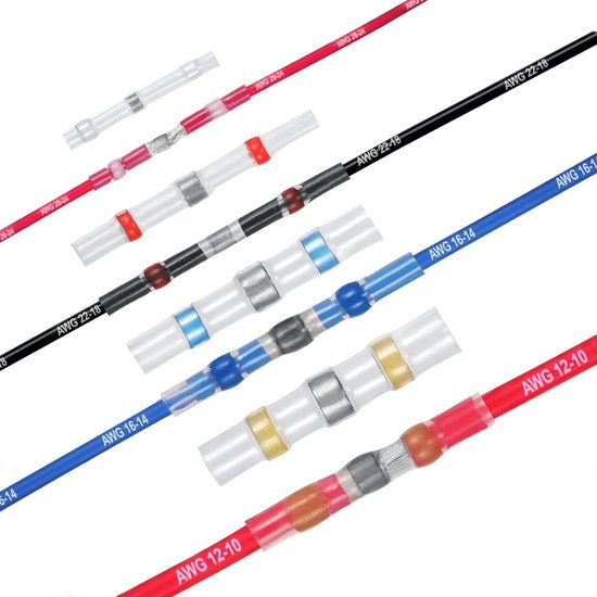 120 Soldeerverbinders Met Krimpkous – Rood – 22-18 AWG – Waterdicht IP67 – Voor Auto, Elektronica En Buiten – 3:1 Krimpverhouding