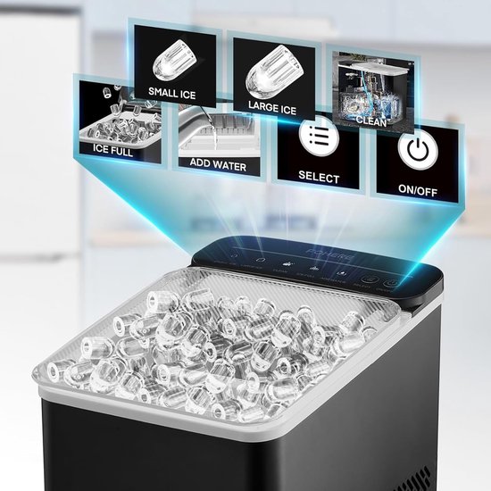 IJsmachine Aanrecht - IJsklontjes Maker - Snelle IJsproductie - Zelfreinigend Snel - 14 kg per dag — afbeelding 3