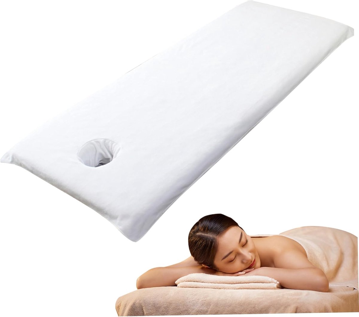 Massagetafelhoes - Massagebedhoes - Professionele Massage - Met Gezichtsgat - 80x190cm - Wit