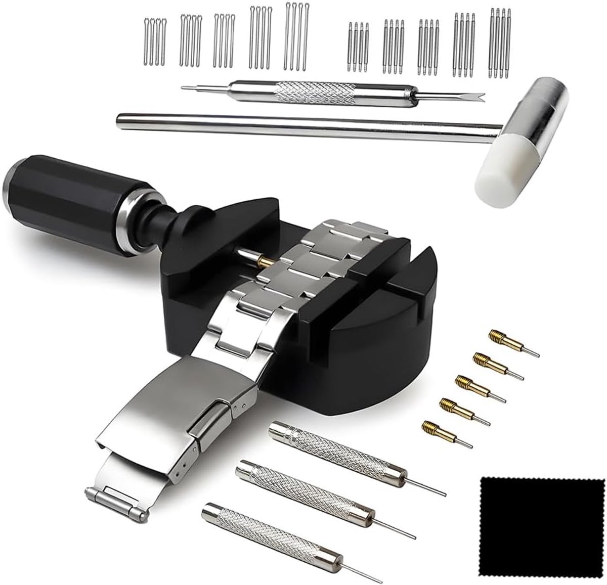 Horloge Band Reparatie Set - Horloge Gereedschap - Band Verstellen - 52 Delig Compleet - Universele Maten - Zwart