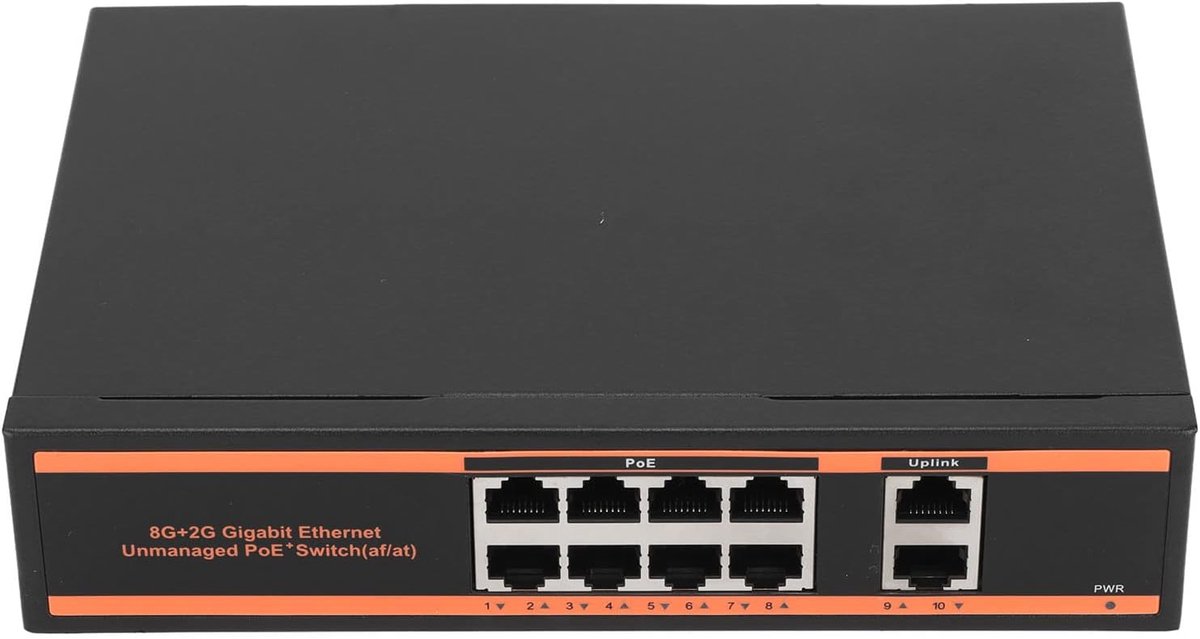 PoE Switch - Gigabit Switch - Netwerk Verbinding - 10 Poort 150W - 24x20x8cm
