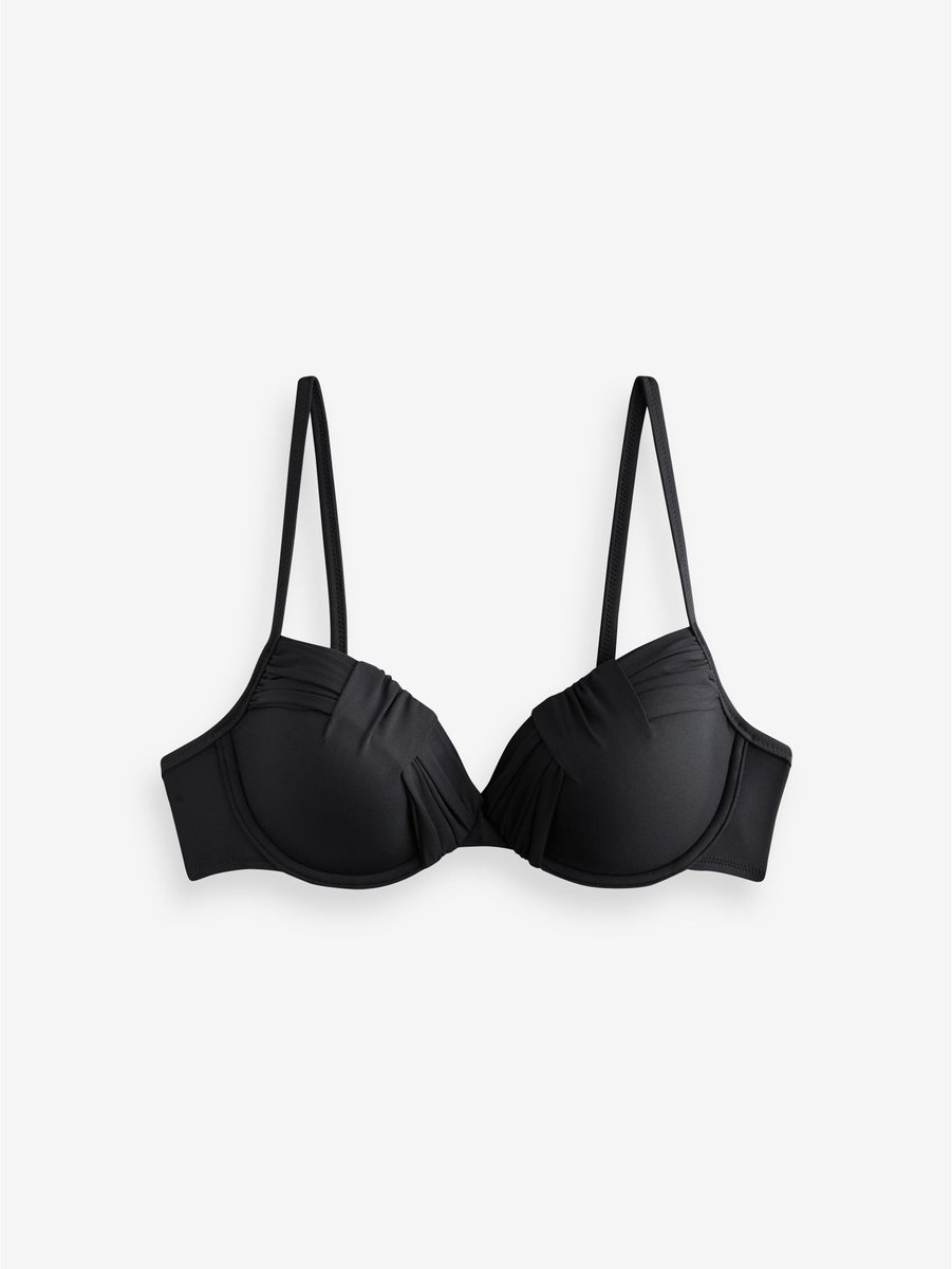 Next - Dames - Gedrapeerde vormgevende bikinitop met beugels en vullingen - Zwart
