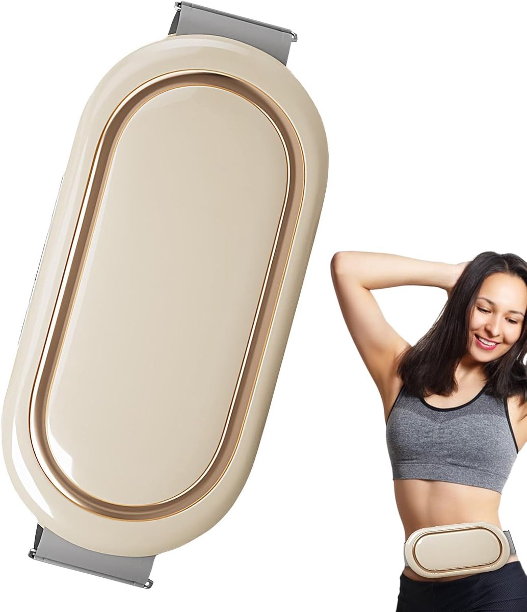 Buikspier Trainingsriem - Elektrische Stimulator - Spieropbouw Vetverbranding - Draagbaar Draadloos Ontwerp - Tot 120cm Taille - Beige Geel