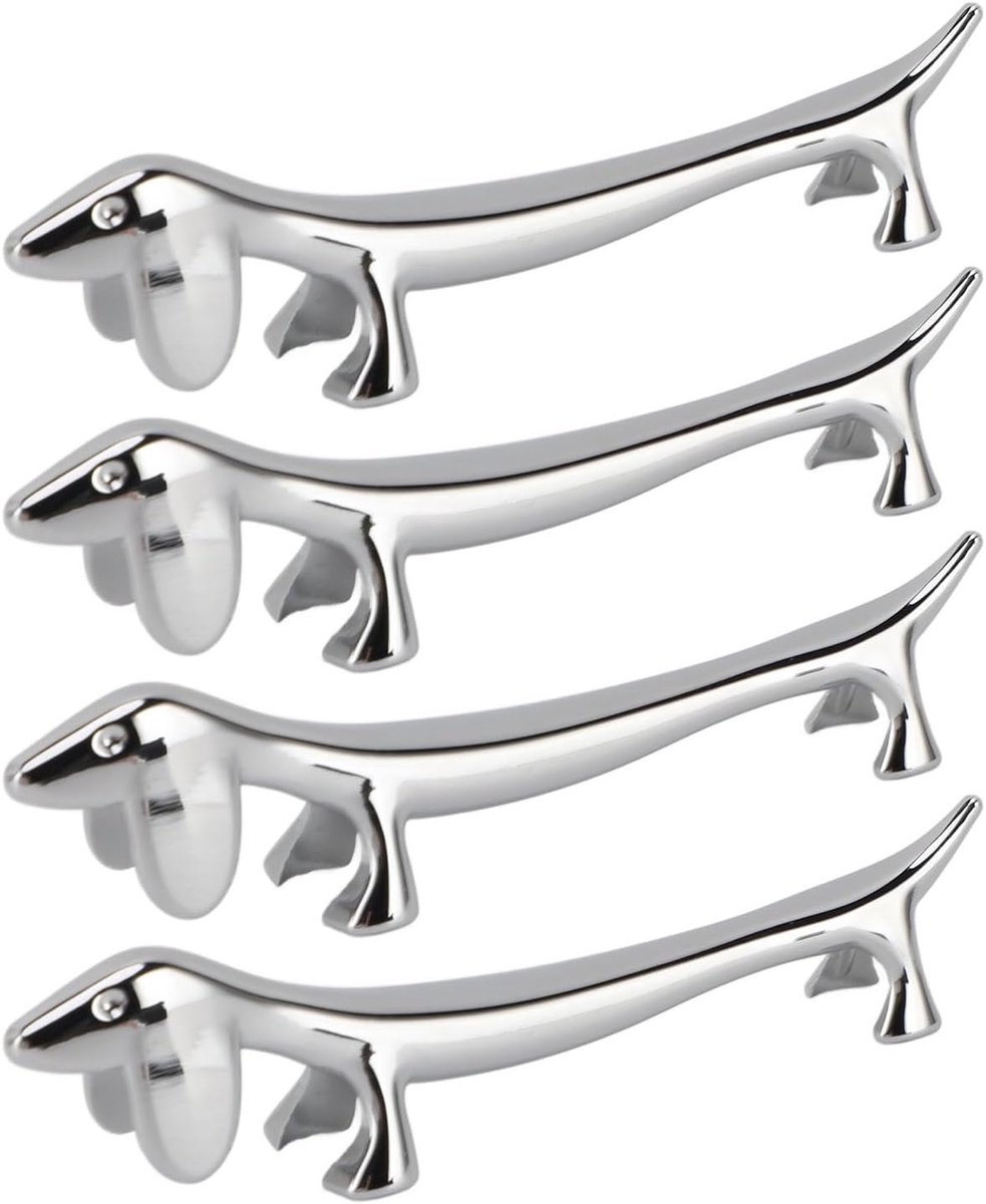 Besteksteun Set - Eetstokjes Houder - Hygiënisch Eten - Voorkomt Rollen - 4 Stuks - Zilver