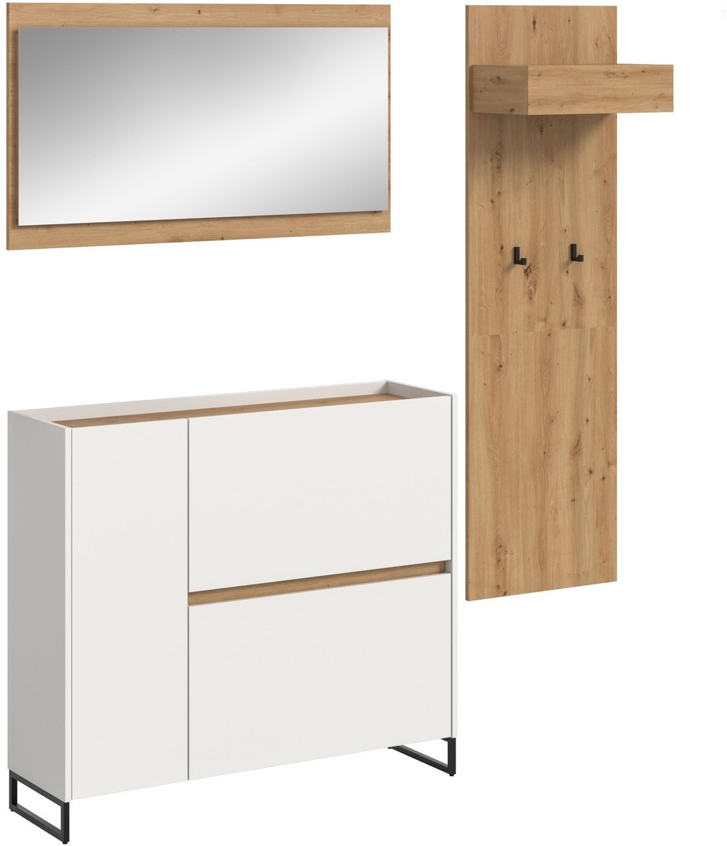 Furnilux Garderobecombinatie met spiegel en schoenenkast - Ordening in stijl - 192x175x32cm Bruin