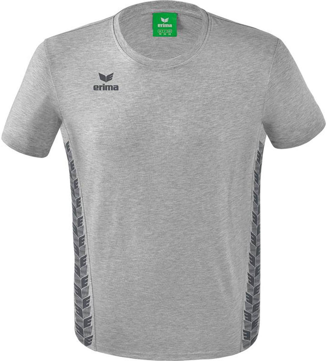 Erima Essential Team T-Shirt Heren - Licht Grey Melange / Slate Grey | Maat: 3XL