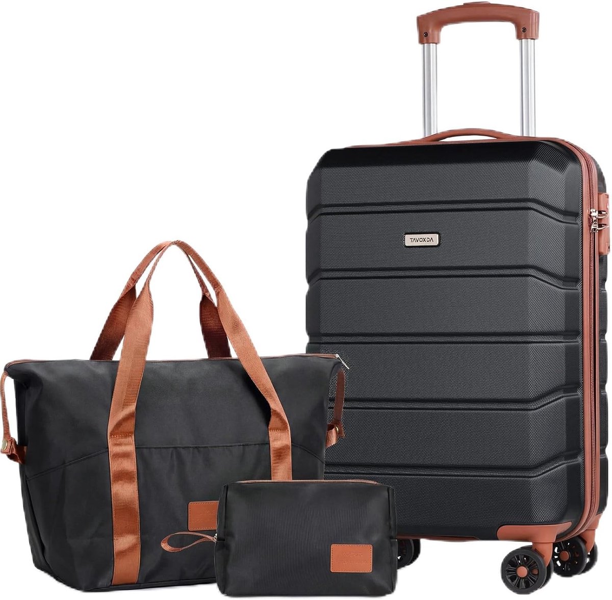 Kofferset 3 Delig - Reiskoffers Set - Lichtgewicht Reizen - Hard ABS Schaal - 21 Inch Set - Zwart
