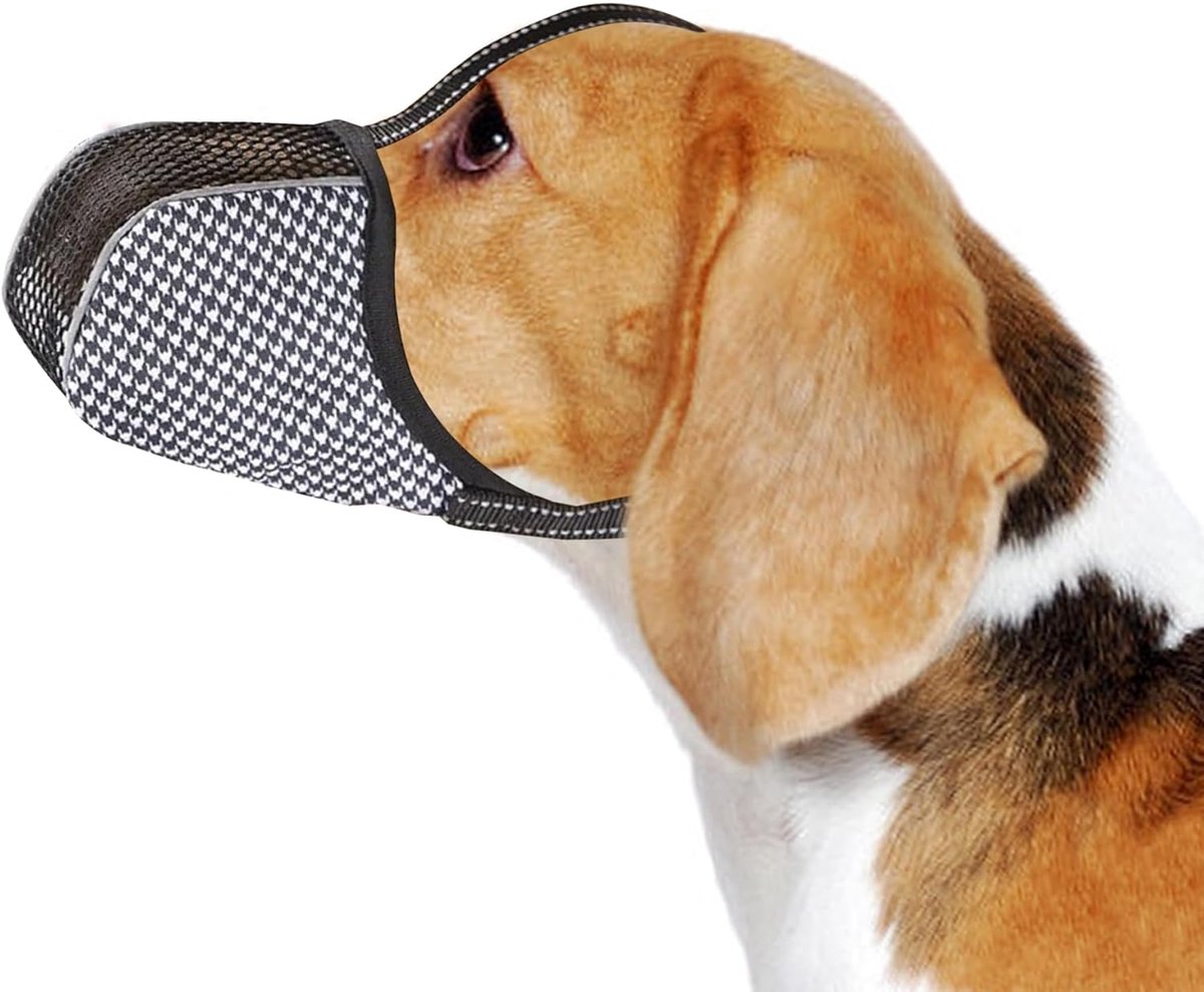 Honden muilkorf - Zachte mondbescherming - Veilig wandelen - Verstelbaar luchtnet - Maat M - Zwart