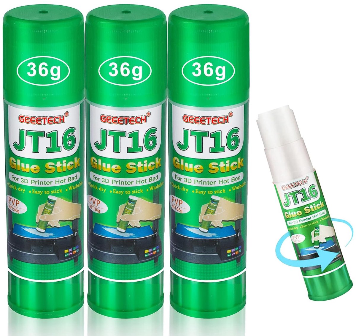 3D printerlijm - Lijmstift set - 3D printen - Sneldrogend PVP - 36g per stuk - Groen
