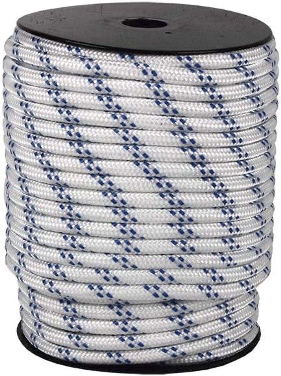 Gevlochten Touw - Polypropyleen Koord - Kamperen Tuinieren - Lichtgewicht Sterk - 16mm x 25m - Wit Blauw
