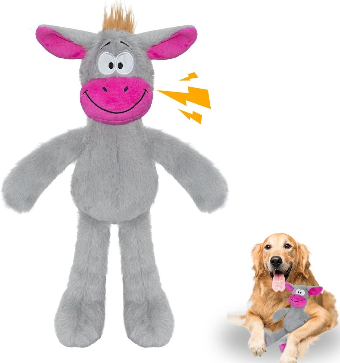 Hondenspeelgoed Piepend - Pluche Kauwspeelgoed - Interactief Spelen - Kreukelpapier & Pieper - 37 x 27 x 16 cm - Meerkleurig
