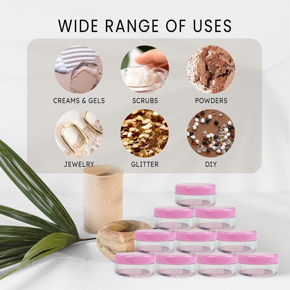 Glazen Potjes - Cosmetica Samples - Make-up Opslag - BPA-vrij Acryl - 5 ml Capaciteit - Roze Deksel