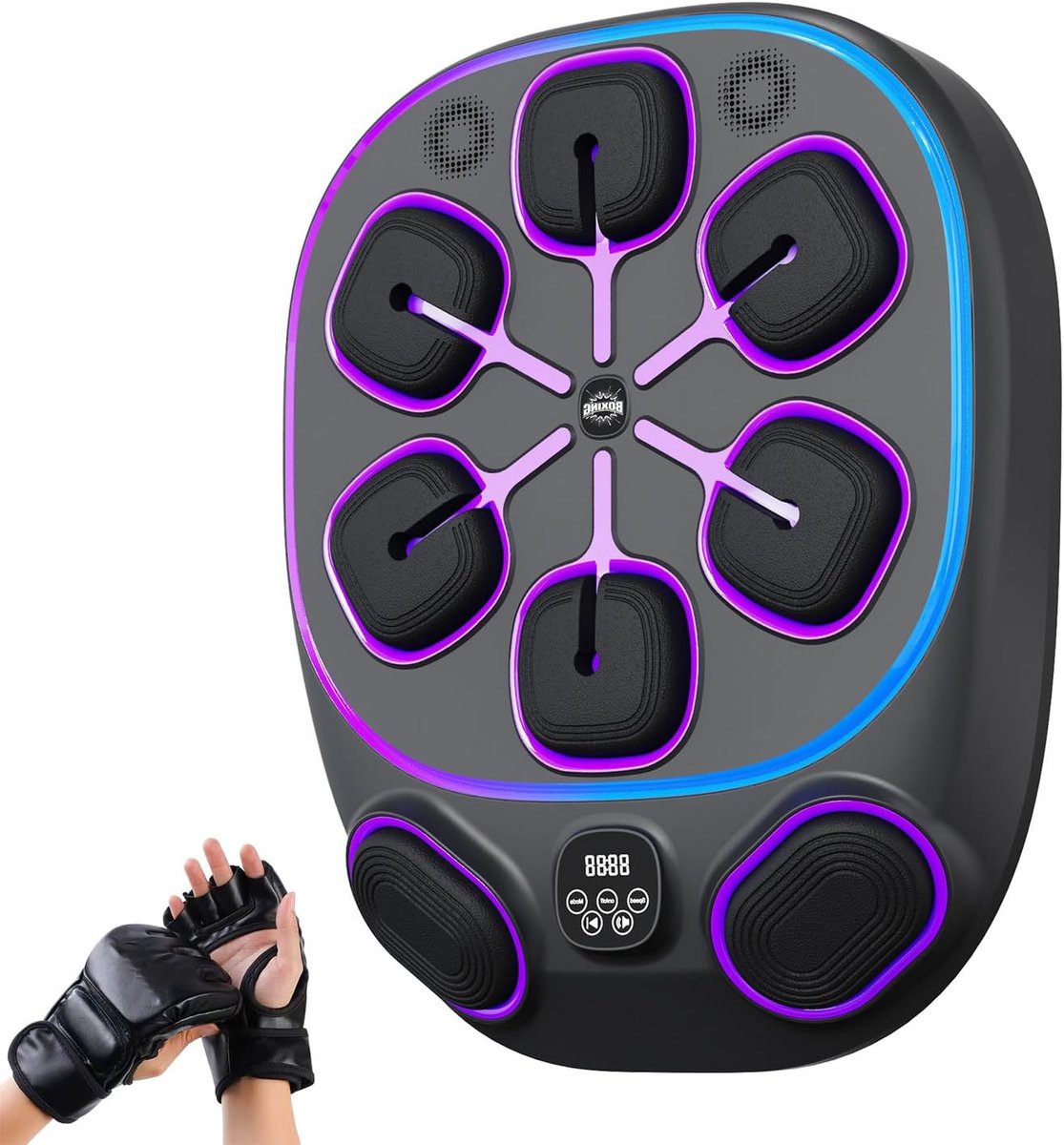 Boksmachine Muziek - Interactieve Trainer - Thuis Fitness - Bluetooth Geluid Verlichting - 61cm Paneel