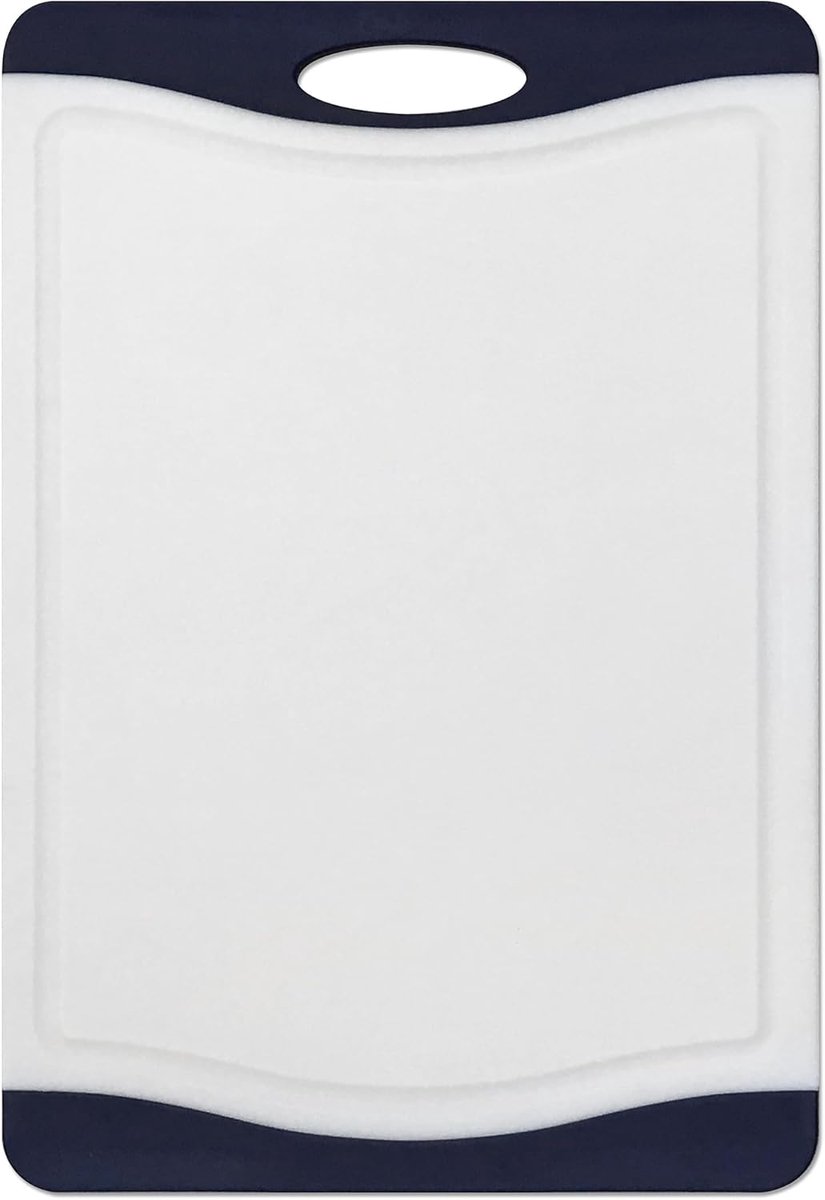Snijplank - Hakplank Keuken - Groenten Snijden - Antislip randen - 445 x 305 cm - Wit/Blauw