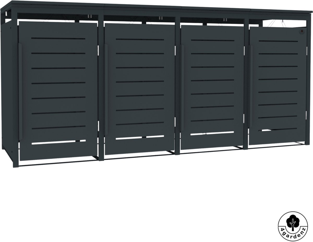 4gardenz® Slimline Kliko Containerombouw 4 Afvalbakken - Antraciet