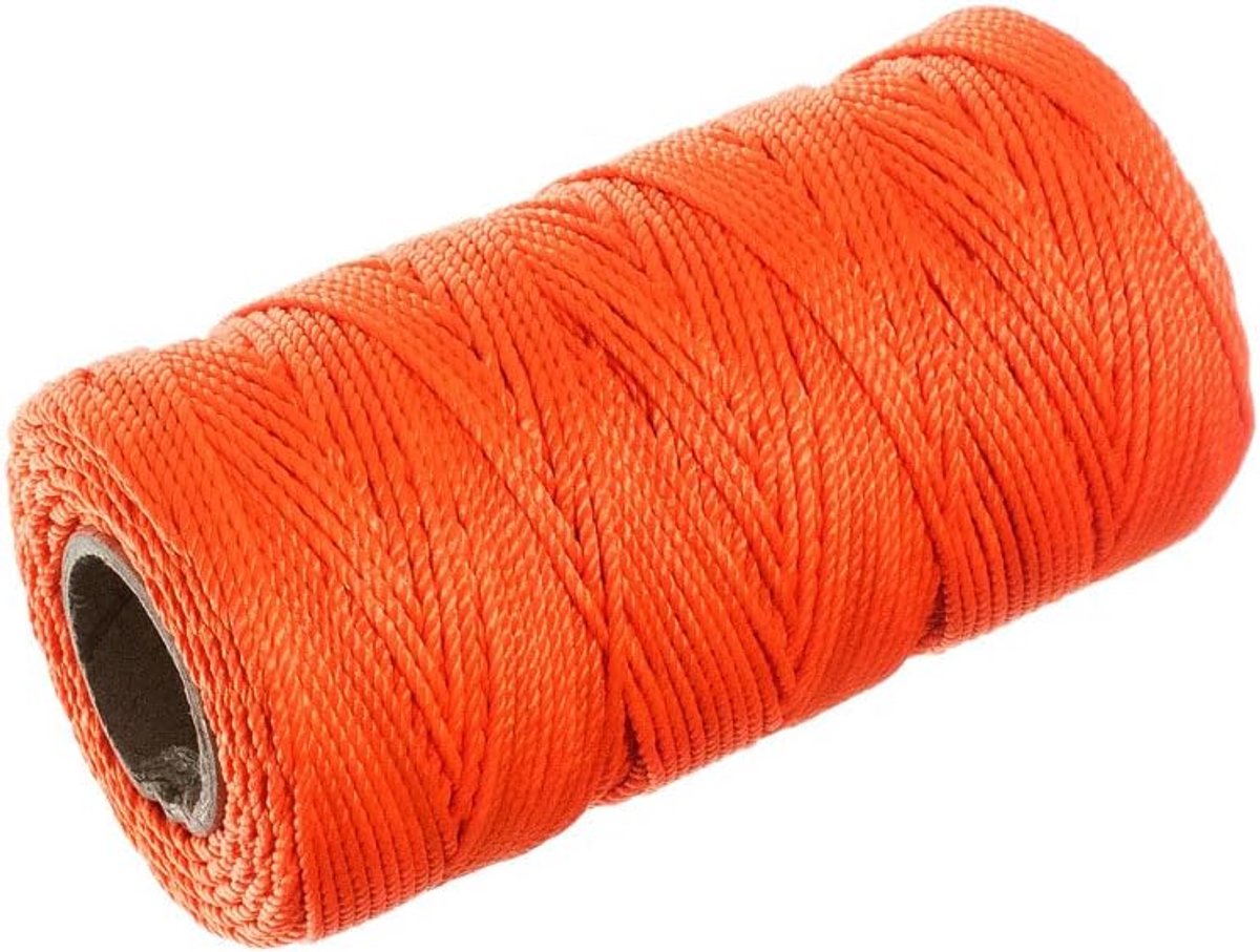 Nylon Metselkoord - Gedraaid Touw - Metselwerk Tuinieren - Weerbestendig Scheurvast - 275 Voet #18 - Fluorescerend Geel