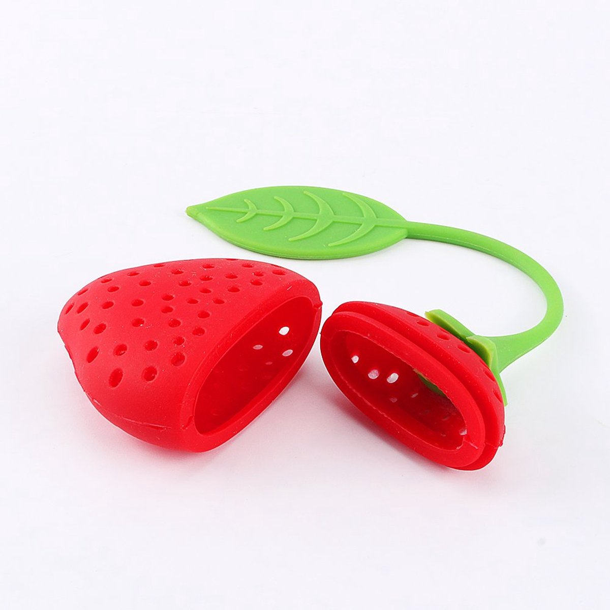 2x Thee ei - Aardbei - Theefliter - Theezeef - Losse thee - Tea infuser - Thee zetten - Duurzaam - Ecovriendelijk - Geen theezakje - Keukenaccessoire - Jonyx